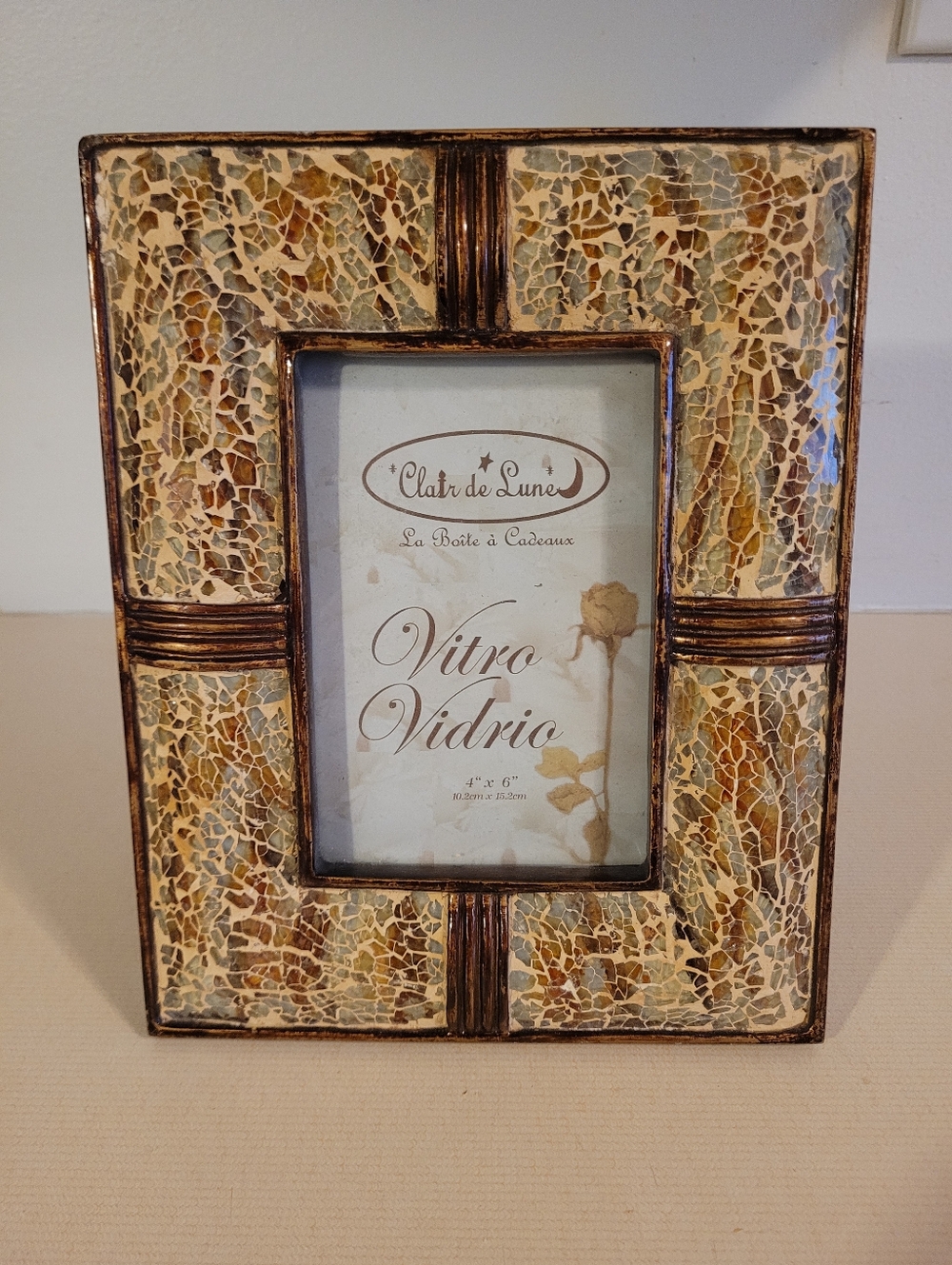 Vintage Clair de Lune Decorative Glass Mosaic Picture Frame 4x6 Heavy